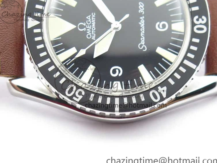 0225 Vintage Seamaster 300 No Date SS B12 Black Dial On Brown Leather Strap A2836 (Free Nylon Strap) Comfortable 7912